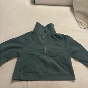 Scuba Oversized Half-Zip Hoodie green with gold accents